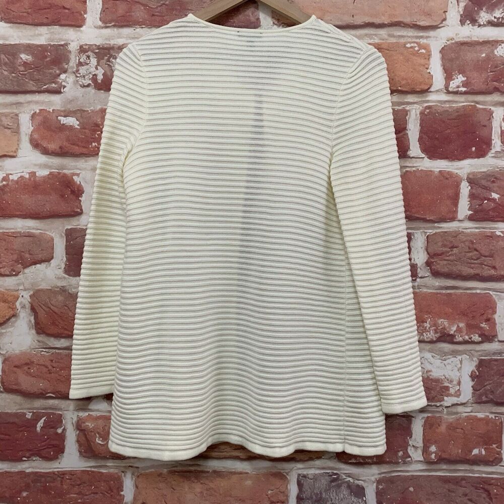 Talbots Cardigan Sweater Women's XS Cream Ribbed Knit Open Front Long Sleeves - Picture 4 of 8